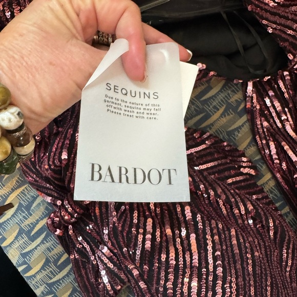 Elegant Bardot Sequin Wrap Dress - Picture 8 of 8